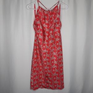 Gap Silk Halter Midi Dress 6 S Pink Paisley Floral Tie Neck Satin Y2K Fairy Hoco